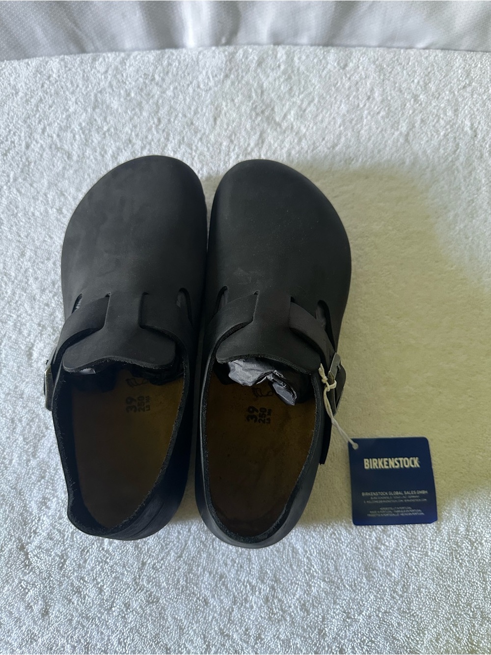 Birkenstock London BS Black Oiled Leather Clogs EU 39 US 8 Regular New Box - Picture 7 of 9